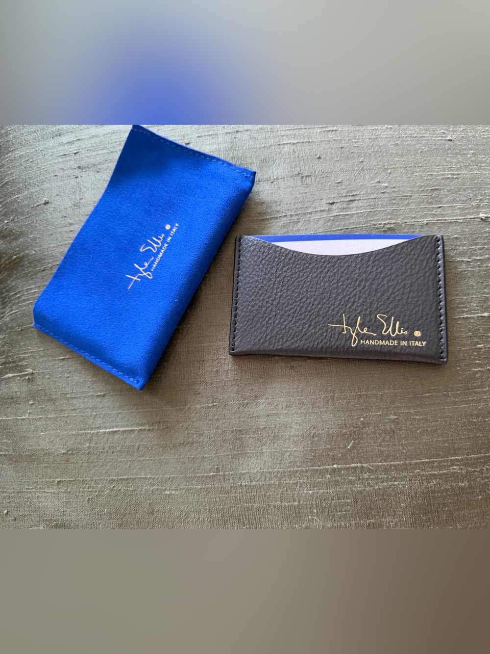 Tyler Ellis Wynn Card Holder – Raven Pebbled Leather | Handmade in Italy